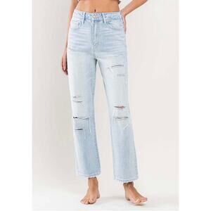 VERVET High-Rise Light Wash Distressed Straight Leg Jeans | Size 26 | NWT